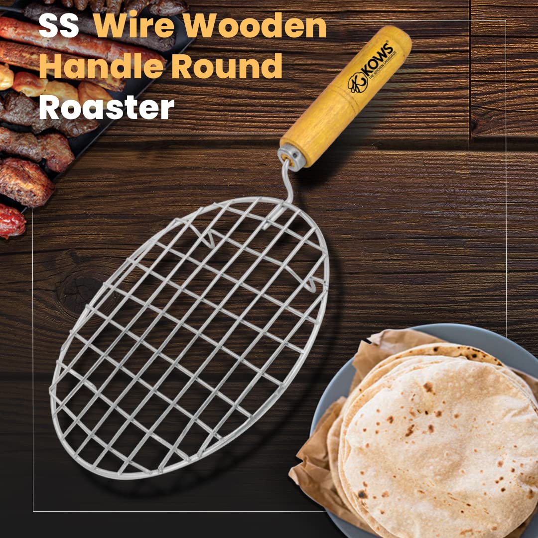 KOWS Wire Roaster with Wooden Handle – Round (RST05)