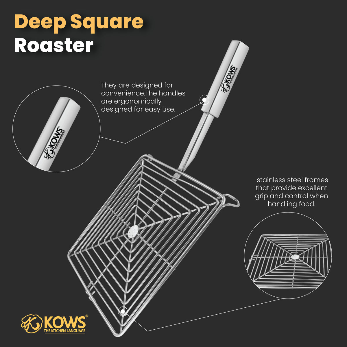 KOWS Heavy Square Roaster with Square Pipe Handle (RST10)