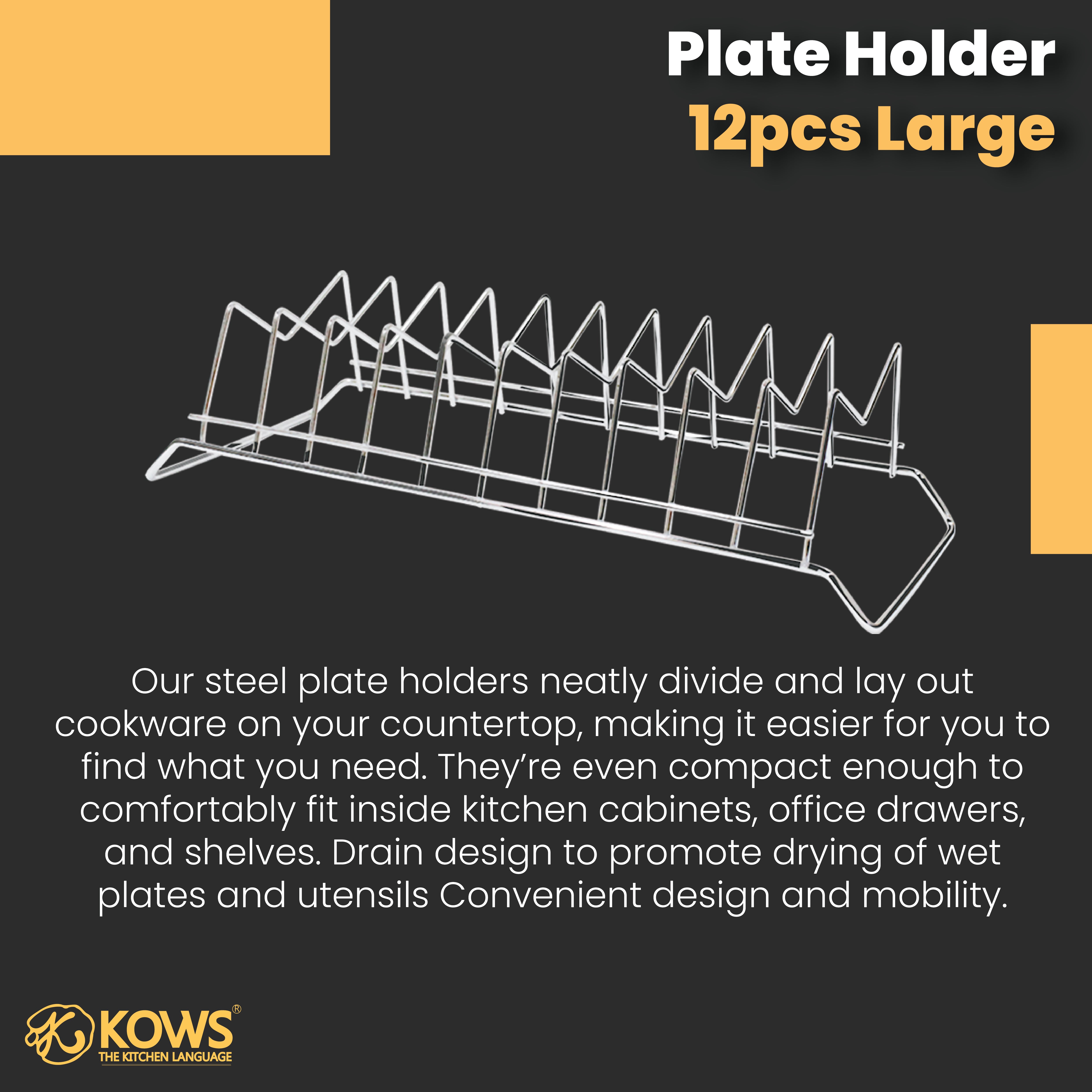 KOWS -12 PCS LARGE PLATE STAND-PTS 003