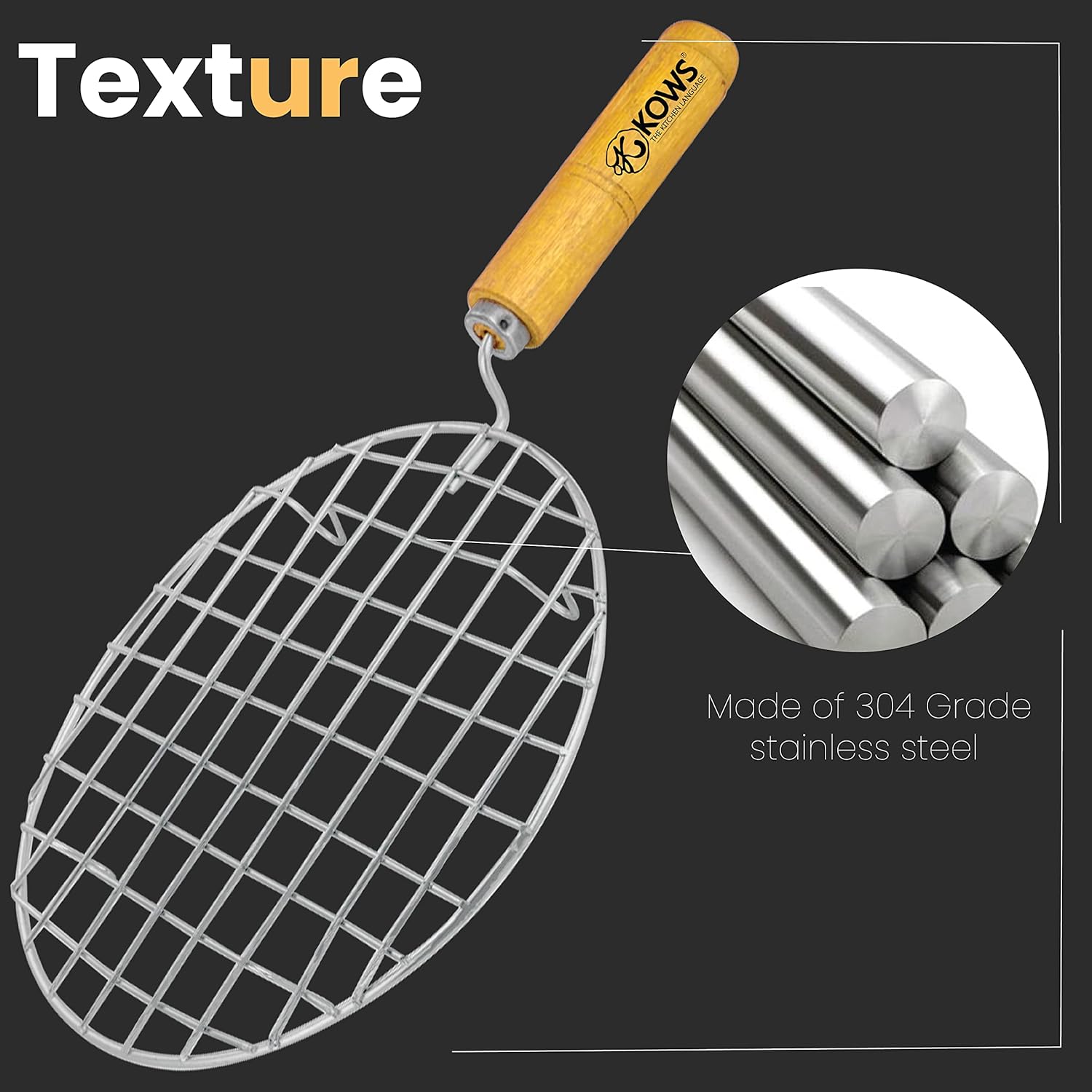 KOWS Wire wooden handle roaster (round)(RST05)