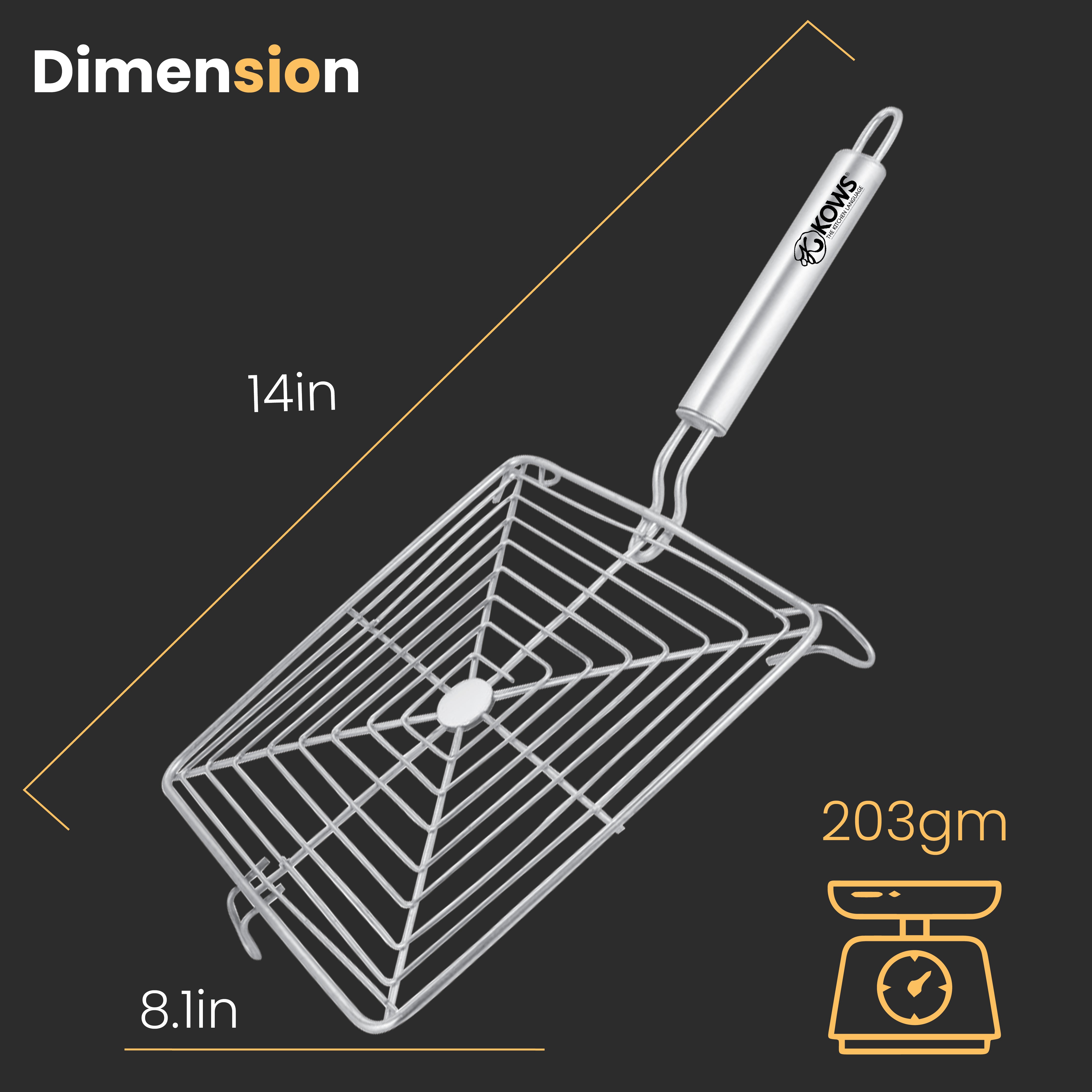 KOWS Wire pipe handle roaster (square) (RST14)