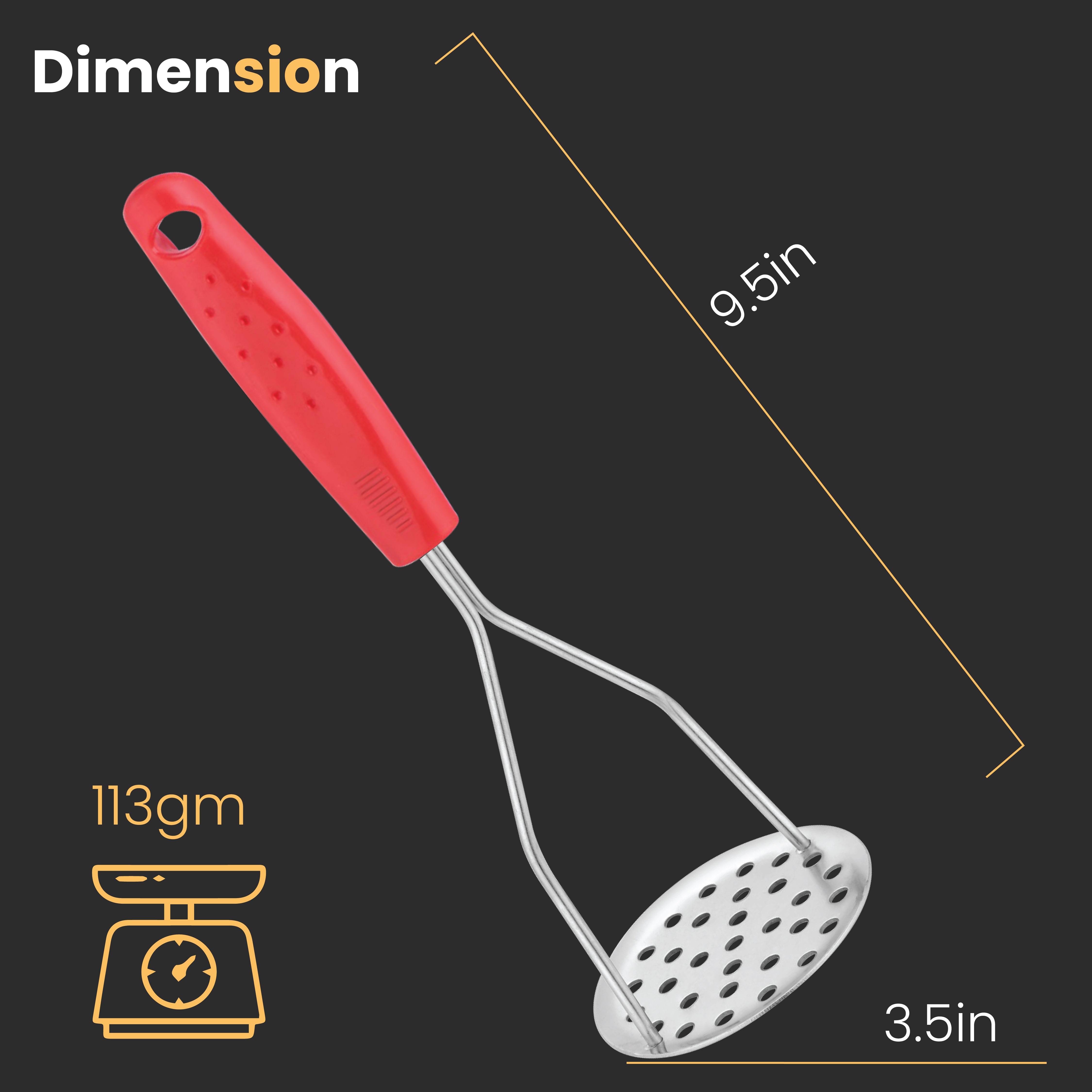 KOWS Plastic  round potato masher (PMS 001)