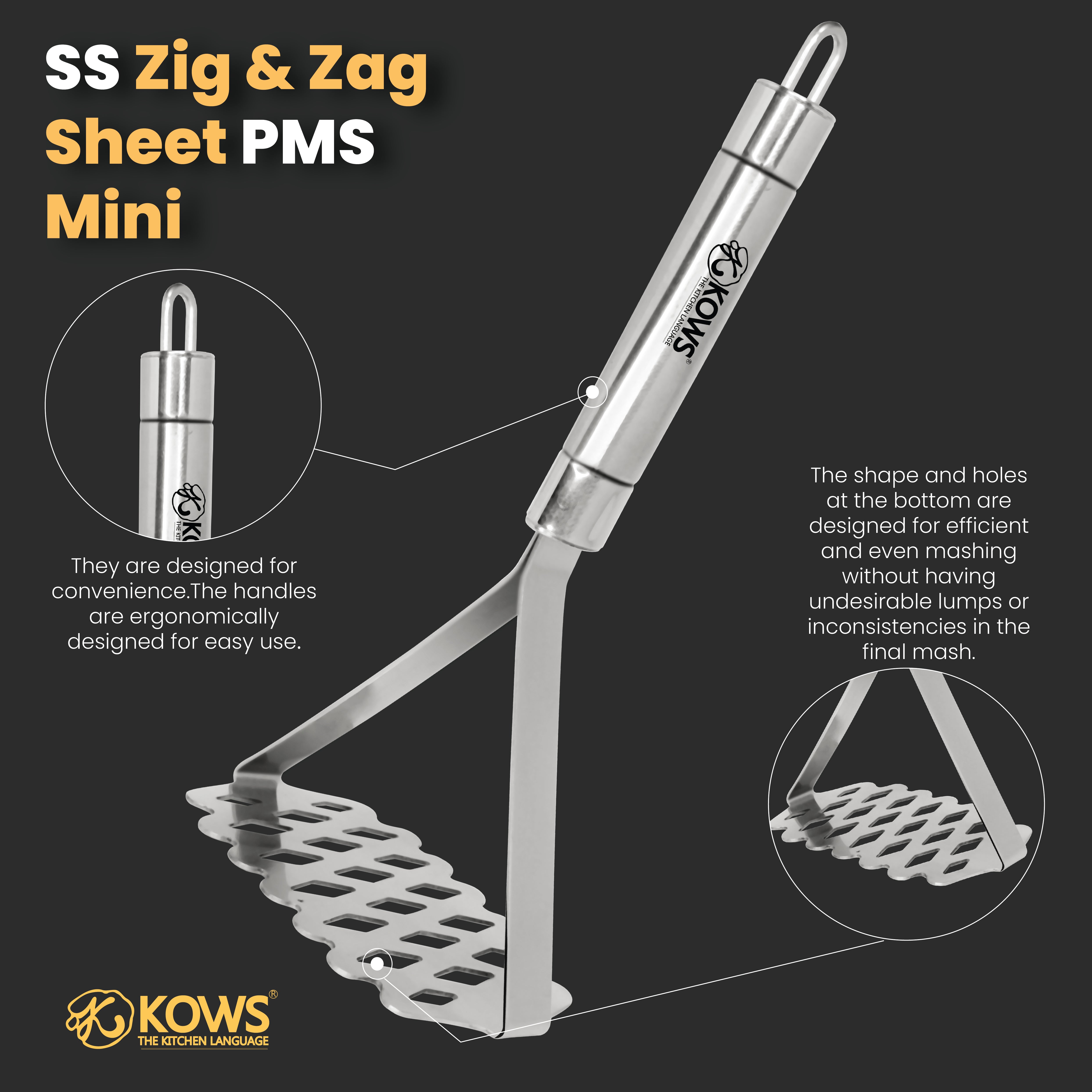 KOWS Zig-zag sheet tomato  masher (mini) (PMS 19B)