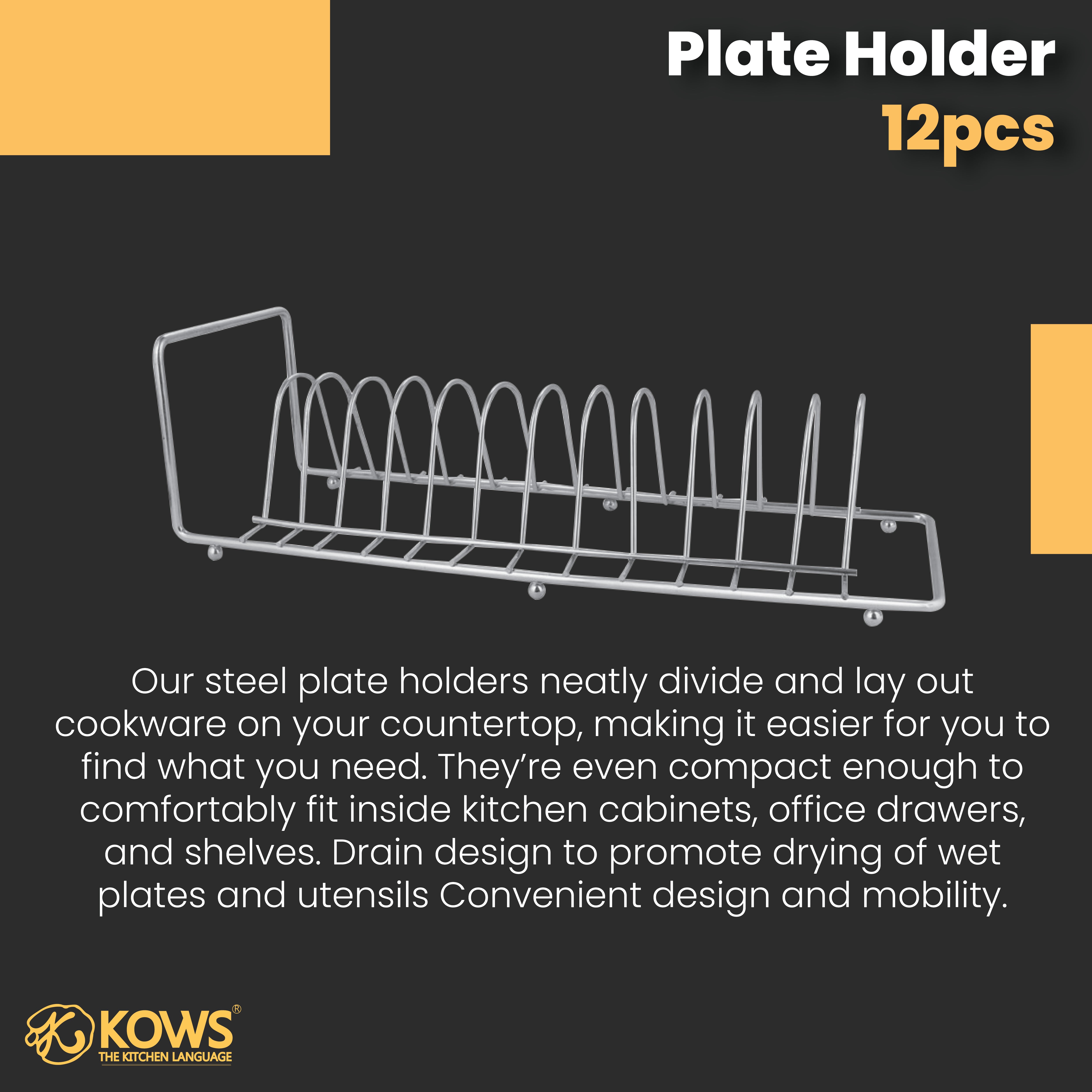 KOWS -12 PCS PLATE STAND-PTS 002