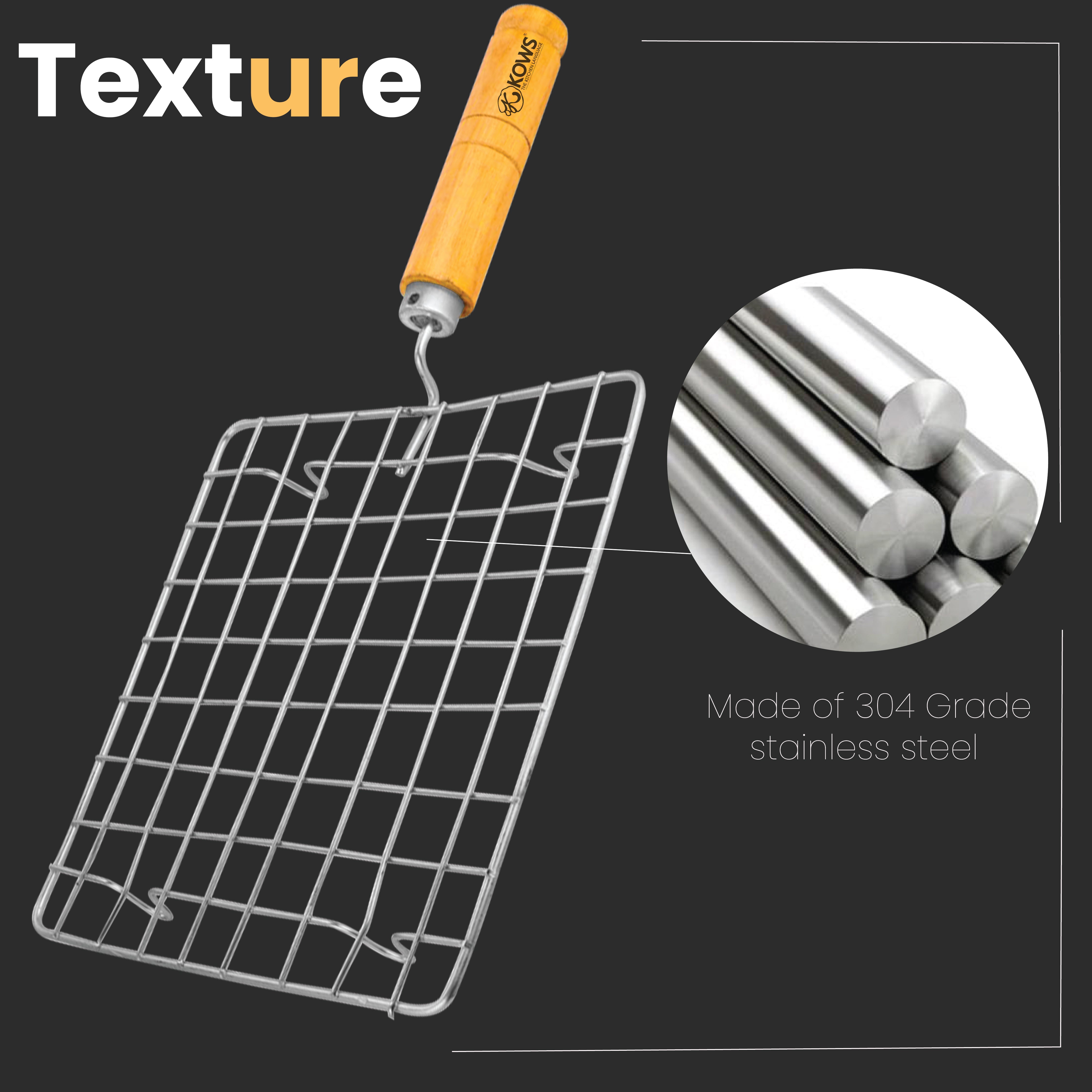 KOWS Wire wooden handle roaster (square) (RST06)