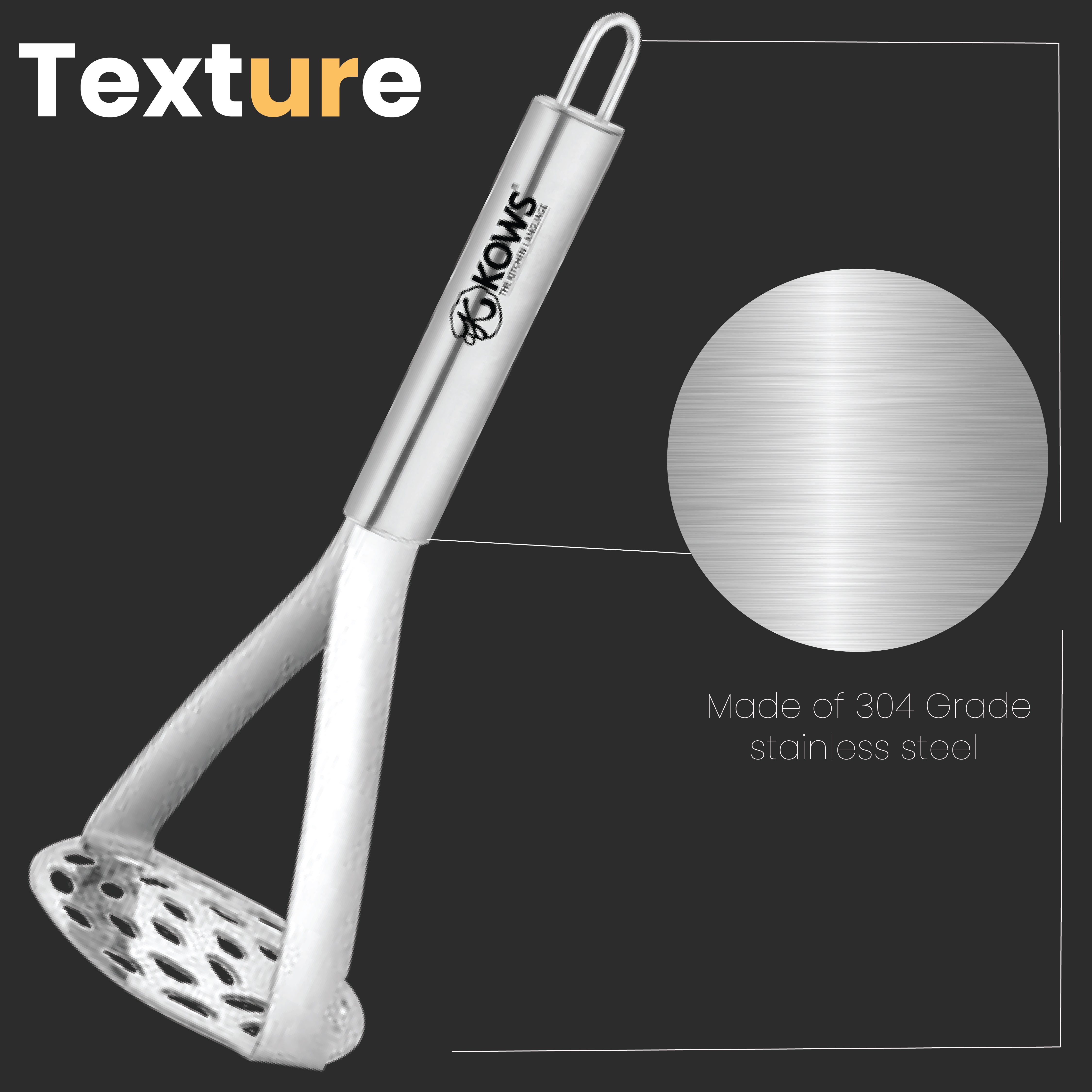 KOWS New oval pipe potato masher (PMS 18)